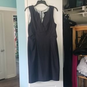 Grey Business Casual Dress, Sleeveless & Zippered